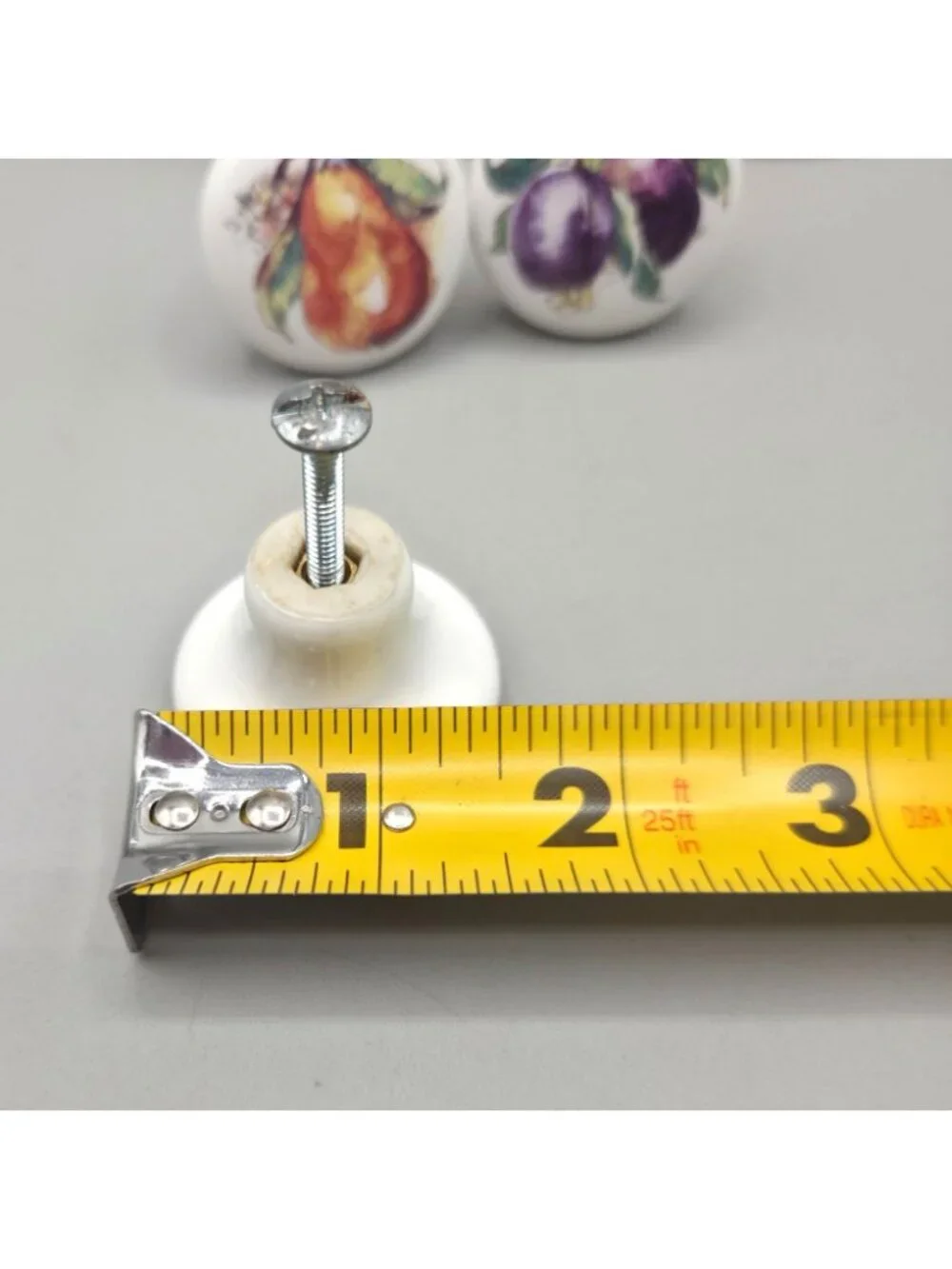 Fruit-Themed Ceramic Drawer Knobs With Screws Apples Pears Plums Liberty 1.5